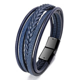 Multilayer Weave Leather Bracelet Vintage Bangles Men Jewelry