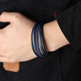 Multilayer Weave Leather Bracelet Vintage Bangles Men Jewelry