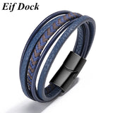 Multilayer Weave Leather Bracelet Vintage Bangles Men Jewelry