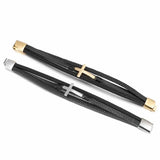 Eif Dock Multilayer Cross Classic Stainless Steel Men's Leather Bracelet