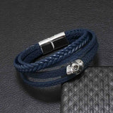 Gothic Punk Skull Metal Leather Bracelet Men Jewelry