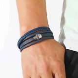 Gothic Punk Skull Metal Leather Bracelet Men Jewelry