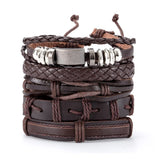 Vintage Gothic Punk Skull Star Leather Bracelet Men Arm Jewelry