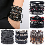 Vintage Gothic Punk Skull Star Leather Bracelet Men Arm Jewelry