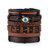 Vintage Gothic Punk Skull Star Leather Bracelet Men Arm Jewelry