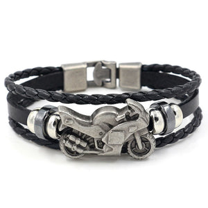 Vintage Leather Bracelet Men Motorcycle Multilayer Punk Jewelry