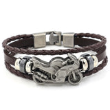 Vintage Leather Bracelet Men Motorcycle Multilayer Punk Jewelry