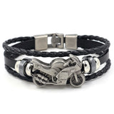 Vintage Leather Bracelet Men Motorcycle Multilayer Punk Jewelry