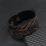 Eif Dock Vintage Leather Bracelet Brown Leaf Charm Men Women Gift