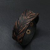 Eif Dock Vintage Leather Bracelet Brown Leaf Charm Men Women Gift