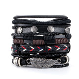 Vintage Multi-layer Red Leather Bracelet Gothic Punk