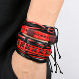 Vintage Multi-layer Red Leather Bracelet Gothic Punk