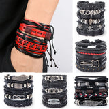 Vintage Multi-layer Red Leather Bracelet Gothic Punk
