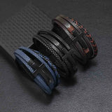 Vintage Multilayer Woven Leather Wrap Bracelet Men Cross Charm