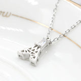 Eiffel Tower Choker Necklace 925 Sterling Silver Zircon Pendant