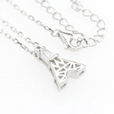 Eiffel Tower Choker Necklace 925 Sterling Silver Zircon Pendant
