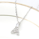 Eiffel Tower Choker Necklace 925 Sterling Silver Zircon Pendant