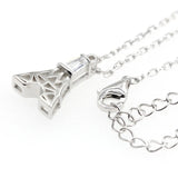 Eiffel Tower Choker Necklace 925 Sterling Silver Zircon Pendant