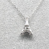 Eiffel Tower Choker Necklace 925 Sterling Silver Zircon Pendant