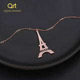 Personalized Eiffel Tower Initial Necklace - Silver Paris Jewelry