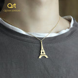 Personalized Eiffel Tower Initial Necklace - Silver Paris Jewelry