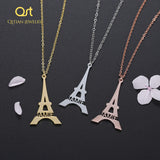 Personalized Eiffel Tower Initial Necklace - Silver Paris Jewelry