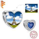 Eiffel Tower Charm 925 Silver Zircon Bead Bracelet DIY Gift