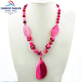 Natural Stone Ethnic Chalcedony Necklace & Pendant Women Beads Sweater Chain