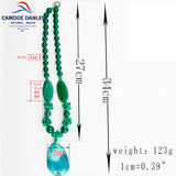 Natural Stone Ethnic Chalcedony Necklace & Pendant Women Beads Sweater Chain