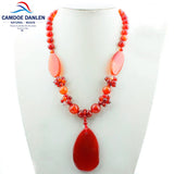 Natural Stone Ethnic Chalcedony Necklace & Pendant Women Beads Sweater Chain