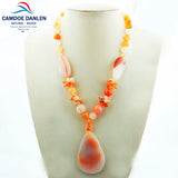 Natural Stone Ethnic Chalcedony Necklace & Pendant Women Beads Sweater Chain