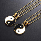 Taoism Taiji Enamel Necklace Pendant Lucky Charm Lover's Jewelry
