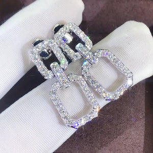 Diamond CZ Drop Earrings 925 Silver Wedding Dangle
