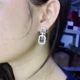 Diamond CZ Drop Earrings 925 Silver Wedding Dangle