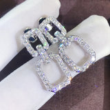 Diamond CZ Drop Earrings 925 Silver Wedding Dangle