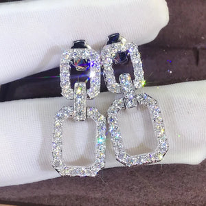 Diamond CZ Drop Earrings 925 Silver Wedding Dangle