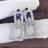 Diamond CZ Drop Earrings 925 Silver Wedding Dangle