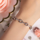 925 Sterling Silver Diamond Snake Chain Bracelet Bangle for Women