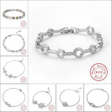 925 Sterling Silver Diamond Snake Chain Bracelet Bangle for Women
