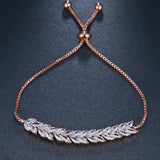 Zircon Adjustable Bracelet Rose CZ Leaf Shape Wedding Jewelry