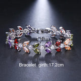 Zircon Leaf Shape CZ Bracelet Bangles Wedding Jewelry