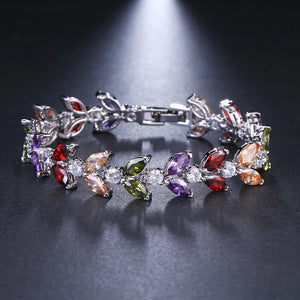 Zircon Leaf Shape CZ Bracelet Bangles Wedding Jewelry