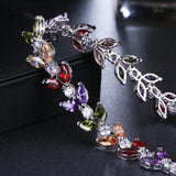 Zircon Leaf Shape CZ Bracelet Bangles Wedding Jewelry