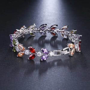 Zircon Leaf Shape CZ Bracelet Bangles Wedding Jewelry