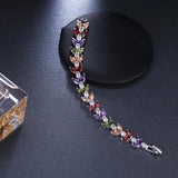 Zircon Leaf Shape CZ Bracelet Bangles Wedding Jewelry
