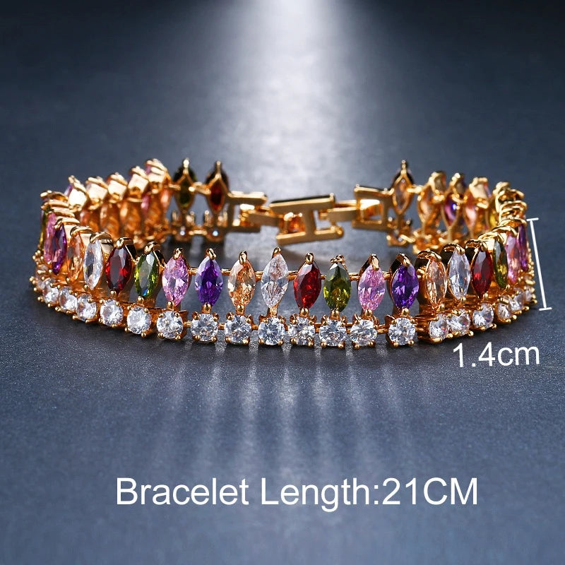 Zircon Bracelet Bangle Wide Wrap CZ Chain Wedding Jewelry