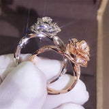 Ekopdee Flower Zircon Rings For Women Girls Engagement Ring