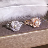 Ekopdee Flower Zircon Rings For Women Girls Engagement Ring