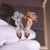 Ekopdee Flower Zircon Rings For Women Girls Engagement Ring