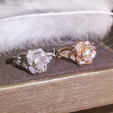 Ekopdee Flower Zircon Rings For Women Girls Engagement Ring